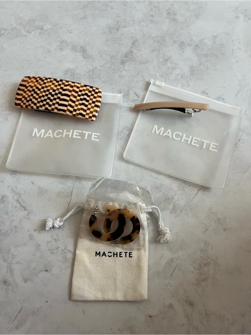 Machete Tortoiseshell Barrettes and Earrings Bundle set